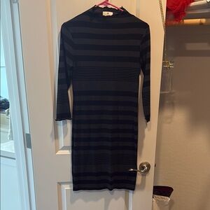 Elegant Black Striped Dress